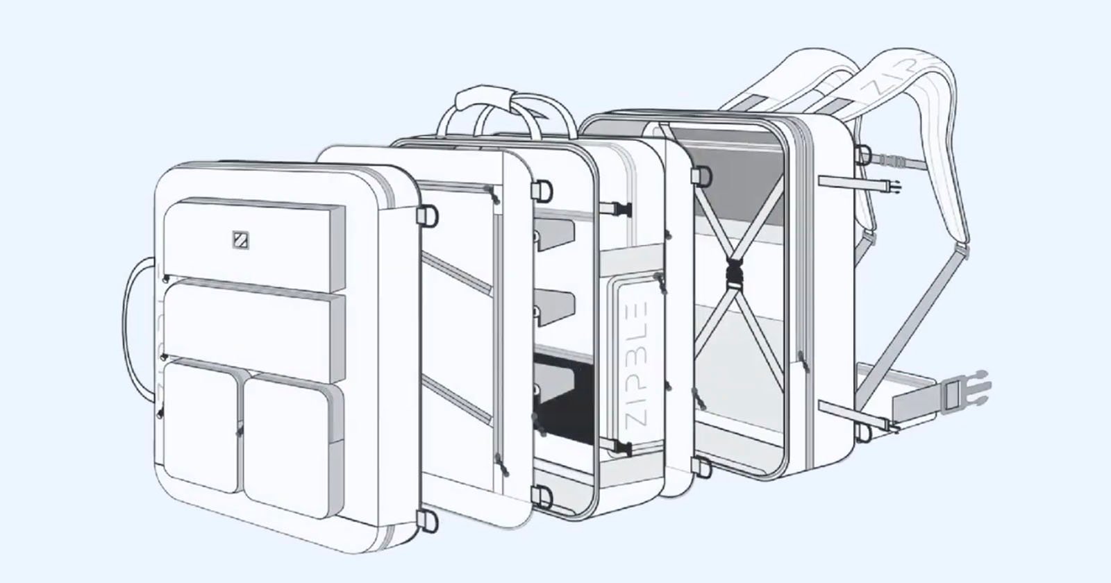 Zipble modular backpack
