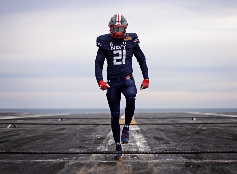 Photographing Navy's 2021 uniform on an aircraft carrier