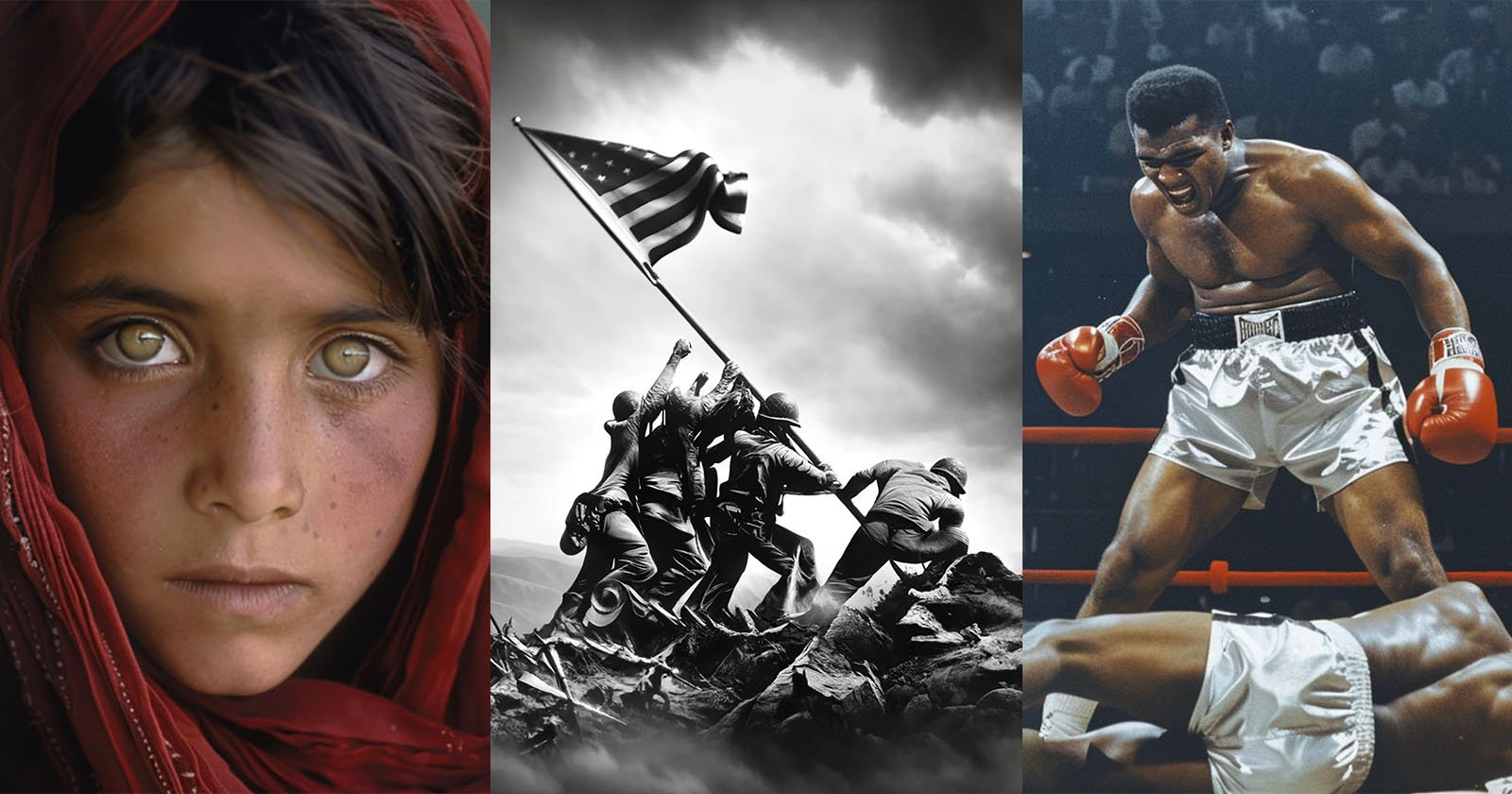 Iconic photos recretaed by AI
