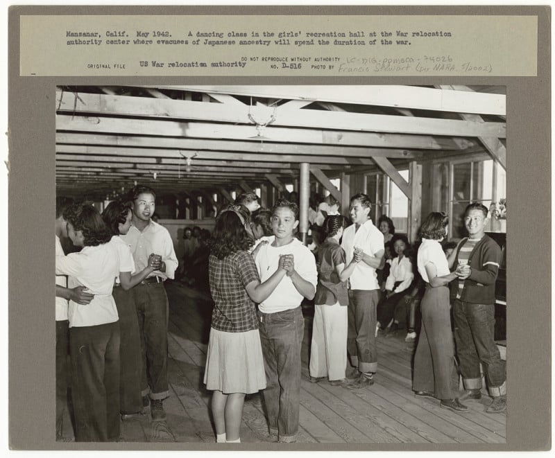 Photos of Japanese Americans being forcibly moved to concentration camps