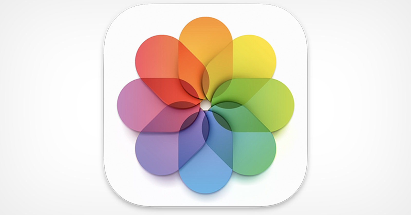 A colorful, abstract flower-like design with overlapping petals in shades of red, orange, yellow, green, blue, and purple, set against a white background within a rounded square.