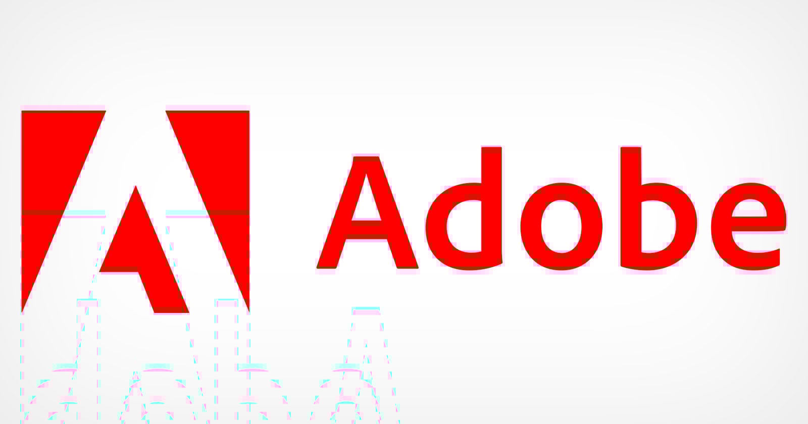 The image shows the Adobe logo. It features a stylized red A on the left, created by cutting out a white triangle from a red rectangle. To the right, the word Adobe is written in red, using a clean, modern font. The background is white.