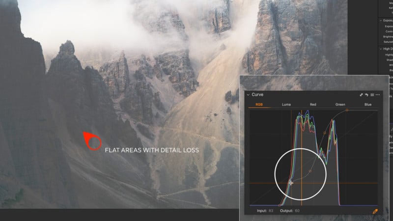 A screenshot of using Curves to edit a photo in Capture One 22