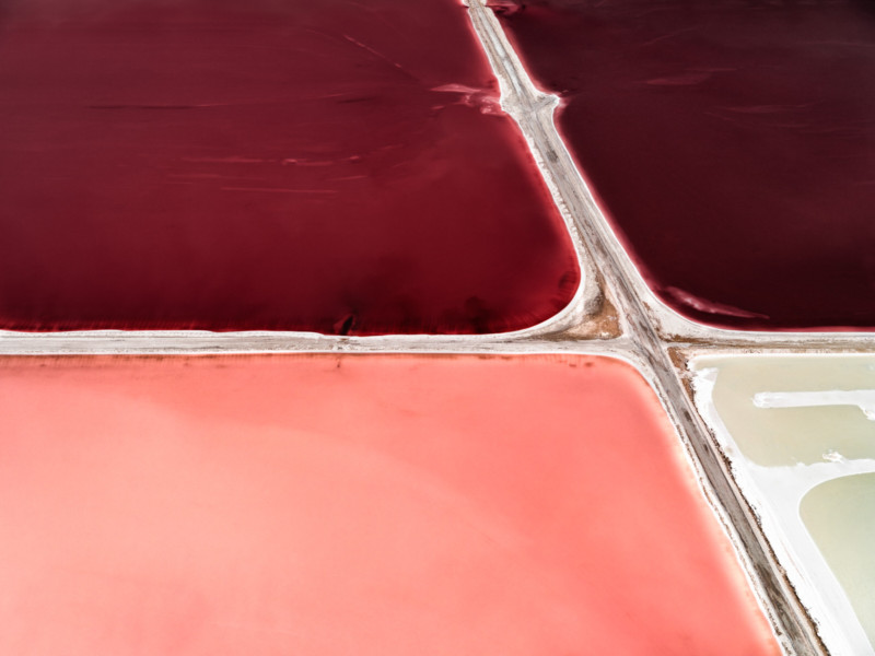 An abstract aerial photo of salt evaporation ponds at the Great Salt Lake in Utah