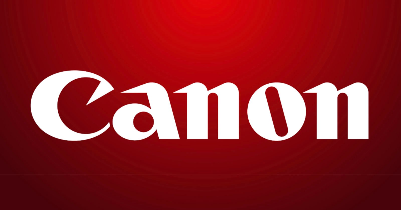 White Canon logo in bold, stylized font centered on a red gradient background.