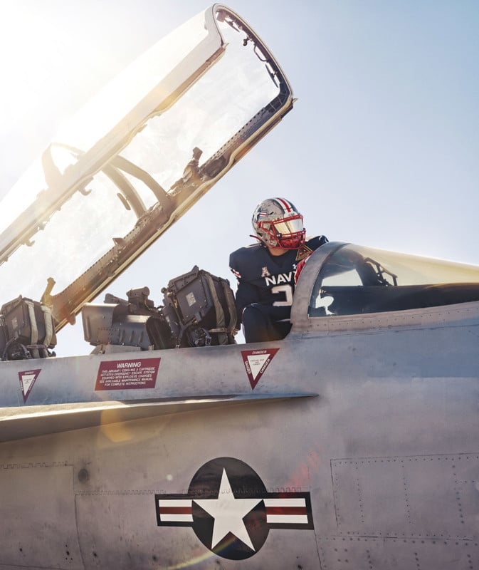 Photographing Navy's 2021 uniform on an aircraft carrier