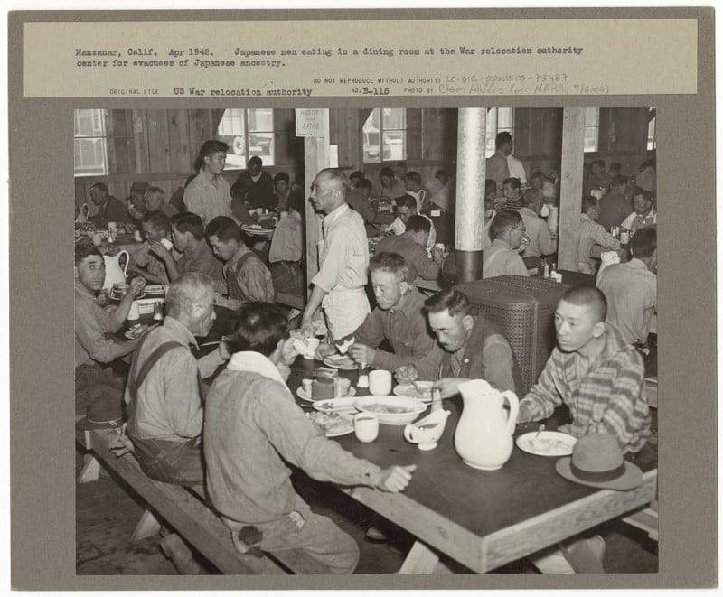 Photos of Japanese Americans being forcibly moved to concentration camps