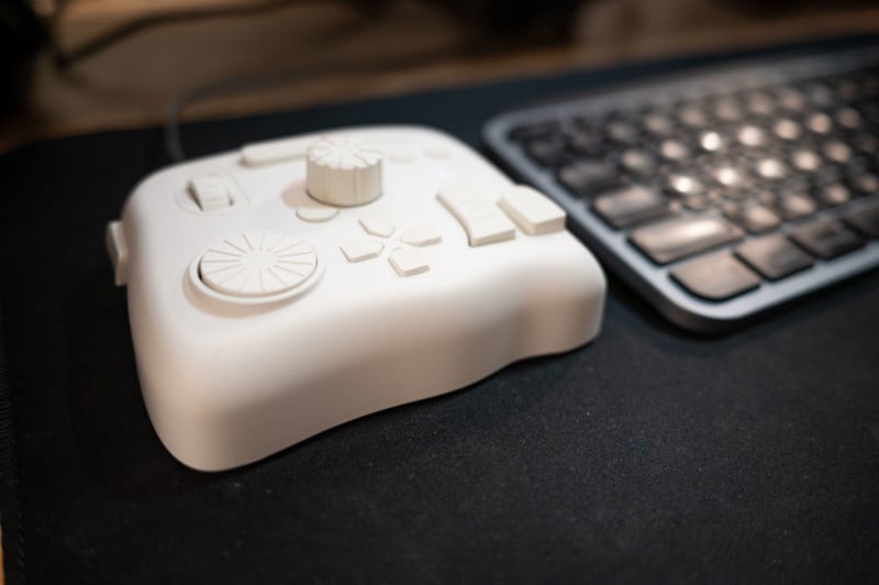 Tourbox elite next to wireless keyboard