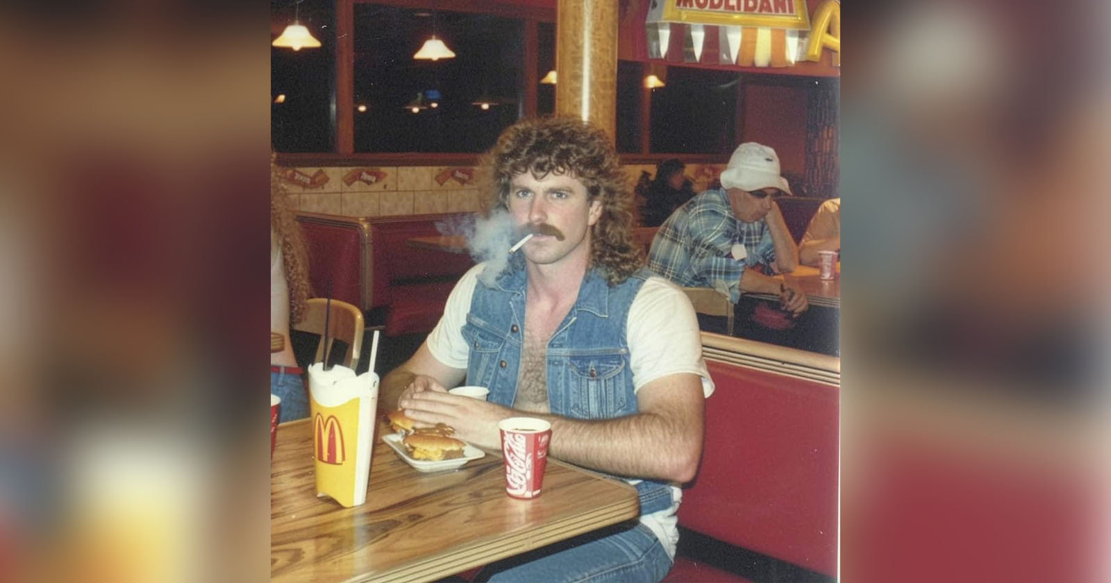 Man smoking in McDonald's AI-generated