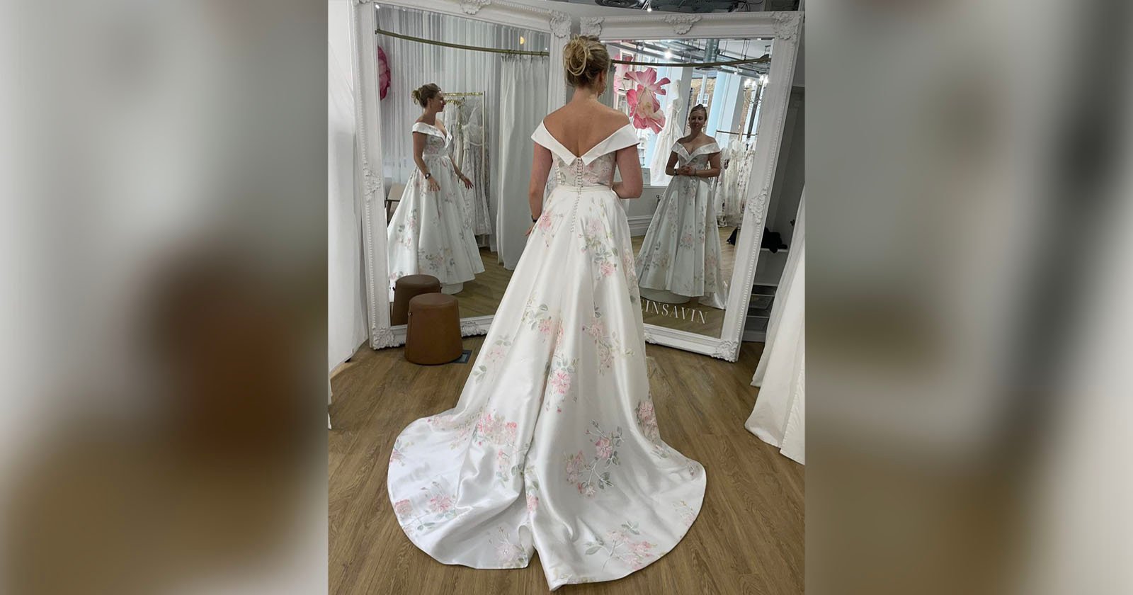 iPhone glitch wedding dress photo