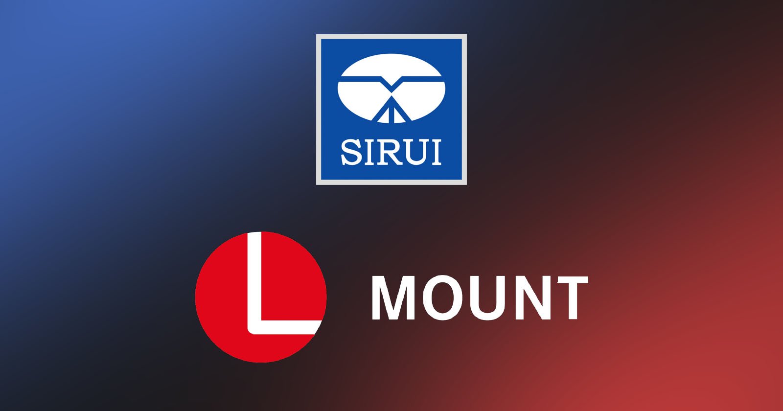 Blue and red gradient background featuring the Sirui logo above a large red L next to the word Mount in white text.