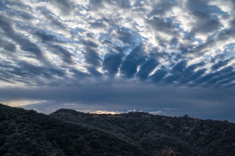 A photo of a landscape at sunset