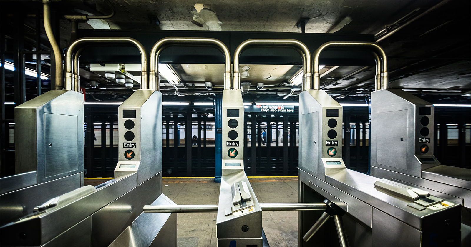 Turnstiles in the New York City subway.