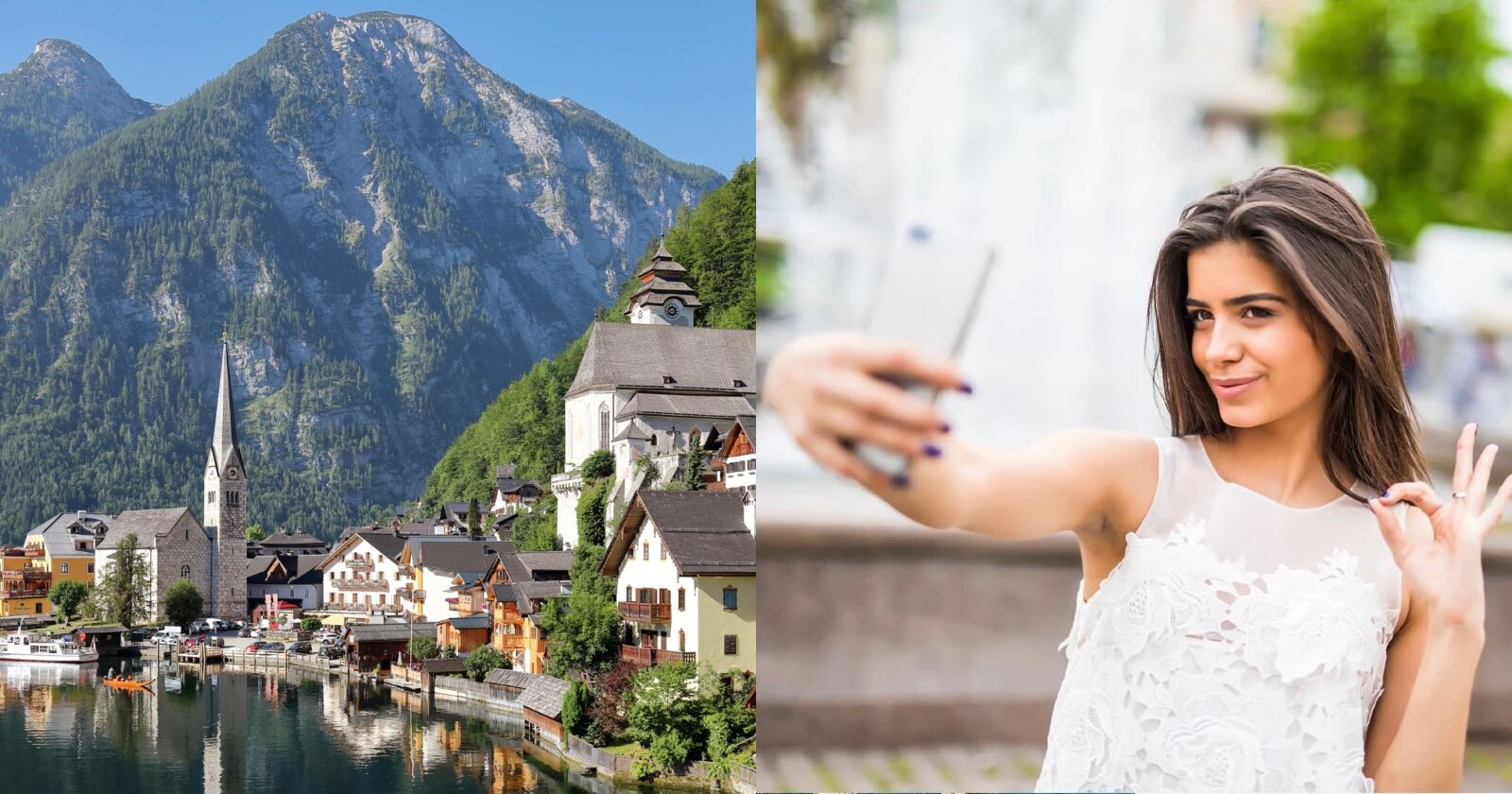 Selfies Hallstatt Fence Frozen Austria