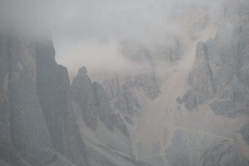 A photo captured of a mountain scene without any curve adjustments