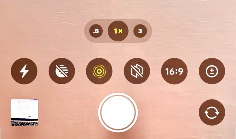 A screenshot of iPhone camera settings