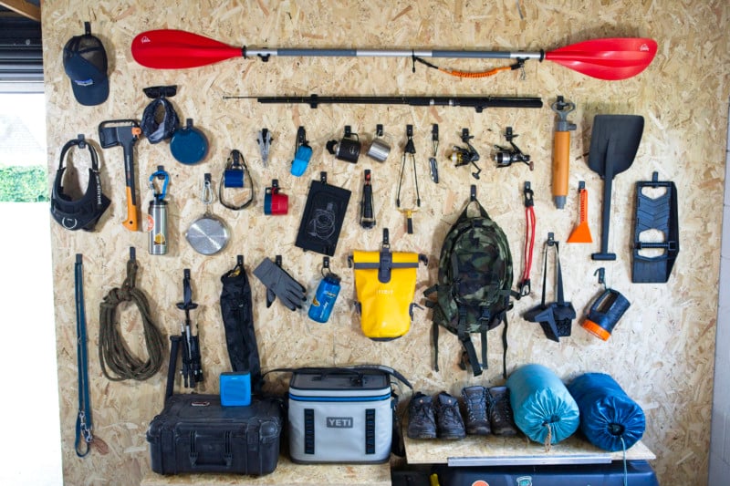 Outdoor gear stored using SUPERHOOK™