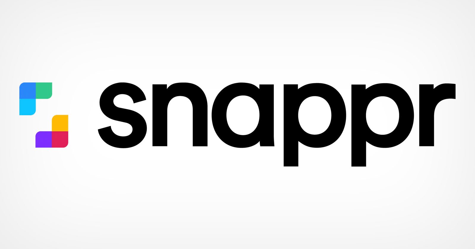 Snappr logo with a colorful geometric icon on the left and the word snappr in bold black letters on a white background.