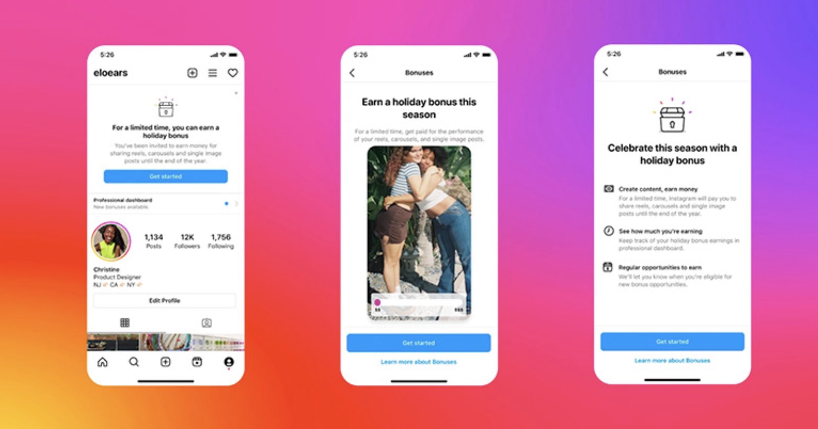 instagram is testing a holiday bonus program
