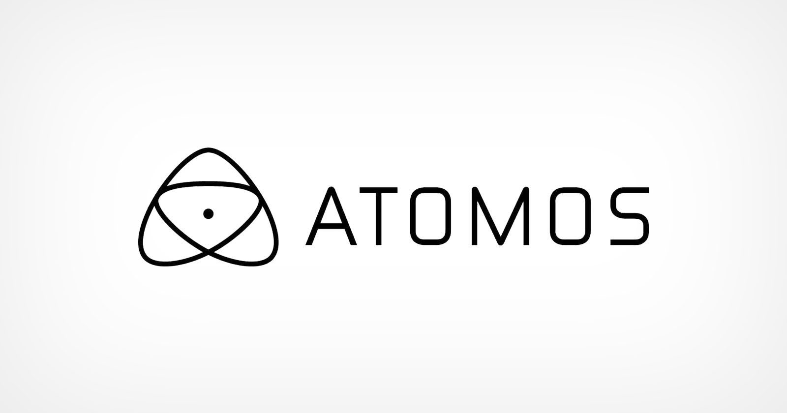 Logo of Atomos featuring a stylized atom symbol with a small dot at the center, surrounded by three intersecting elliptical lines on the left. The word ATOMOS is in capital letters on the right. The design is in black on a white background.