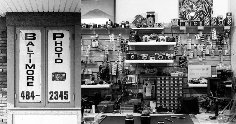 Photos of a camera repair shop