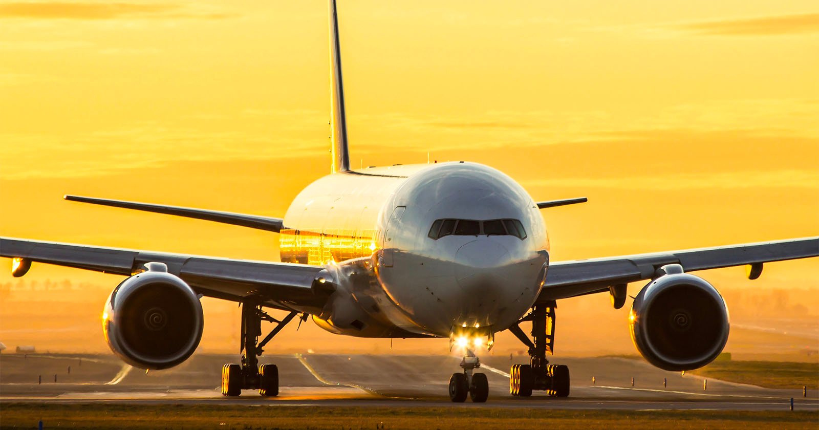 A plane on a runway.