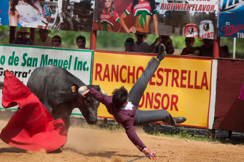 Karla Santoyo faces a bull in the Santa Maria Bullring July 2, 2016.