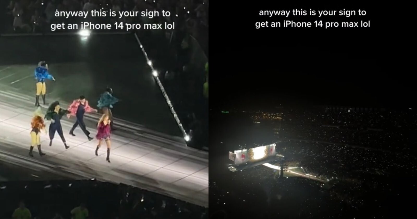Taylor Swift Eras concert on Apple iphone pro 14 max zoom