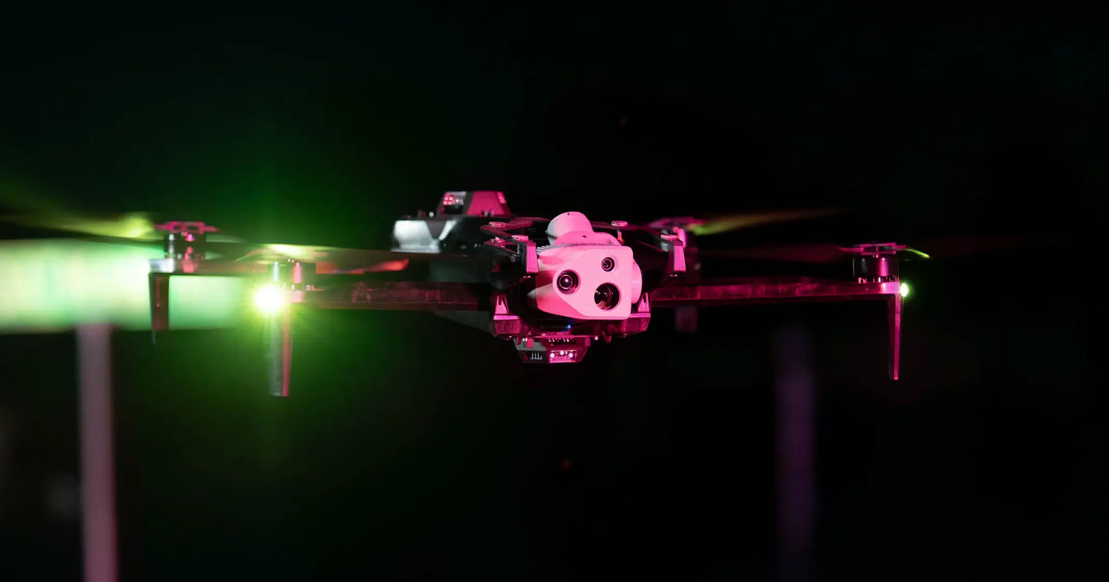 Skydio X10 drone flying at night Skydio X10 drone flying at night